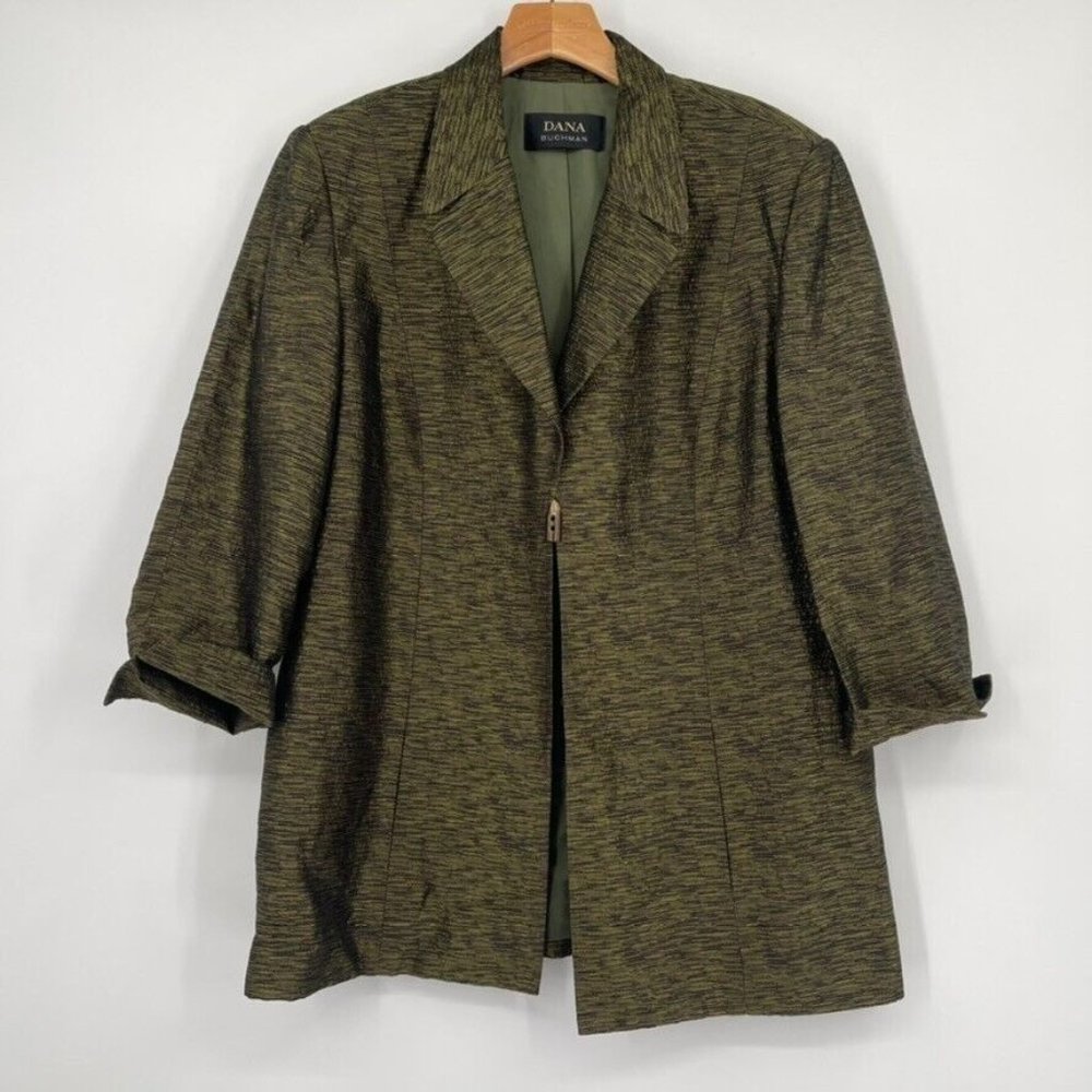 Dana Buchman Olive Green Textured Women's Blazer Jacket